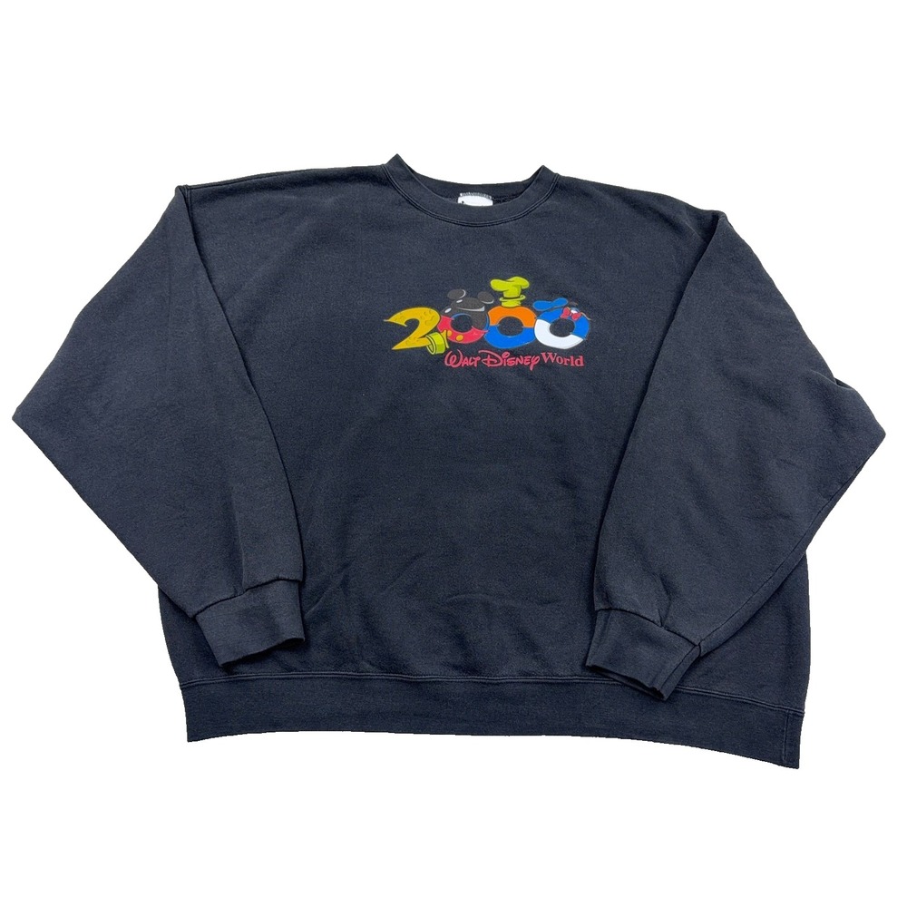 Vintage Disney Sweatshirt Men 3XL Black Crewneck Y2K 2000 Walt World Made In USA